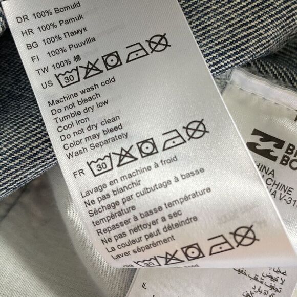 BILLABONG Womens Striped Denim Mini Skirt EUC Sz 25 Button-Fly Cotton Pockets - Picture 8 of 8